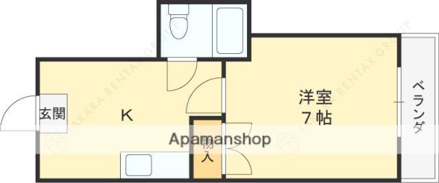 ロワイヤル離宮西宮(1K/3階)の間取り写真