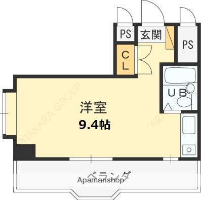 キングコーポラスⅡ(ワンルーム/1階)の間取り写真