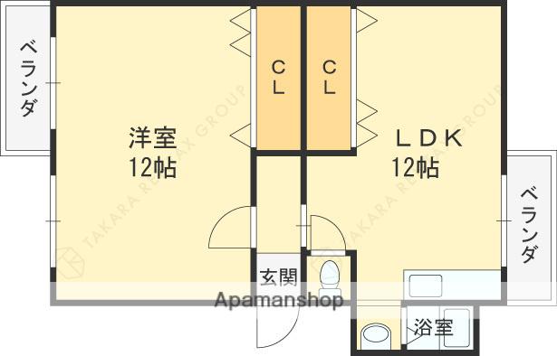 宮川荘(1LDK/2階)の間取り写真