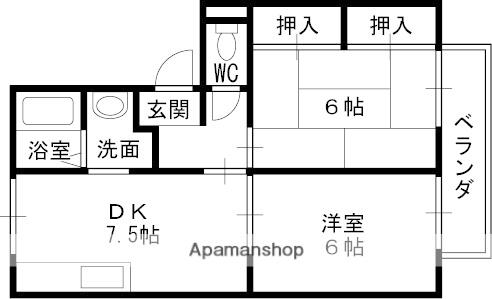 トロアメゾン(2DK/2階)の間取り写真