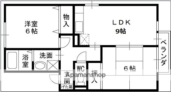 レジェンダリー四番町(2LDK/2階)の間取り写真
