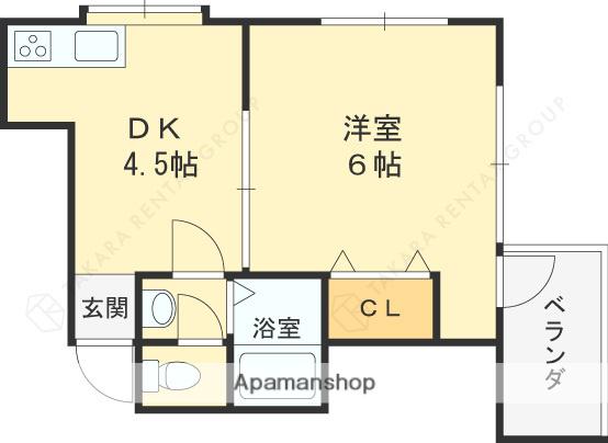 宮塚ハイツ(1DK/2階)の間取り写真