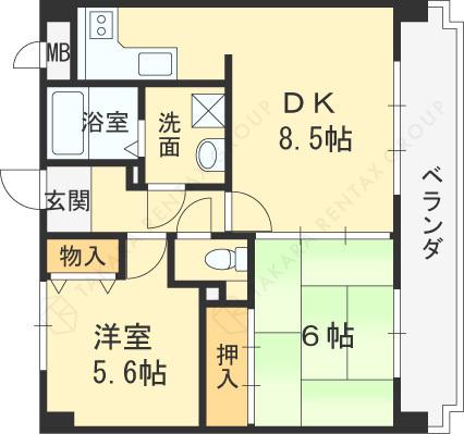 シティオボヌール(2LDK/2階)の間取り写真