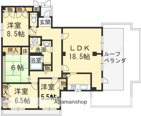 ヒルサイドテラス甲陽園(4LDK/5階)の間取り写真
