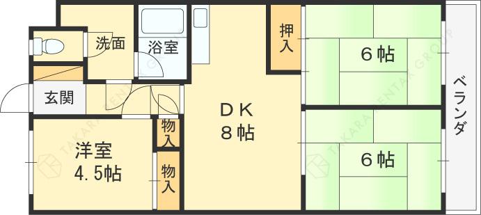 南埜マンション赤塚(3DK/3階)の間取り写真