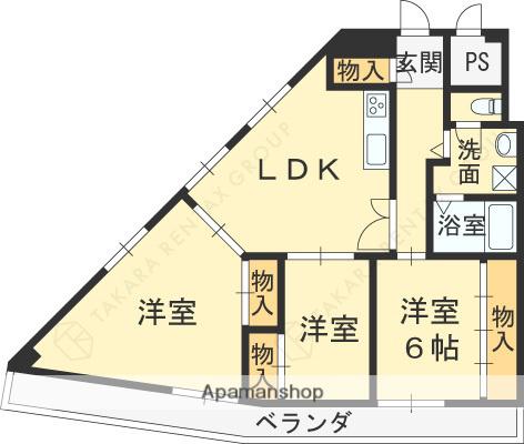 フェイバリー甲東園Ⅰ(3LDK/2階)の間取り写真