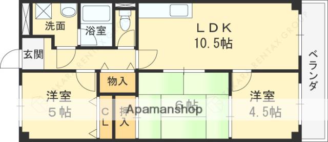 芦屋三木マンション(3LDK/3階)の間取り写真