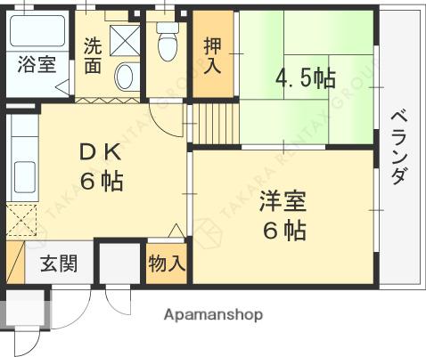 エスポワール(2DK/1階)の間取り写真