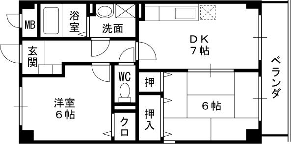 サンセール(2DK/1階)の間取り写真