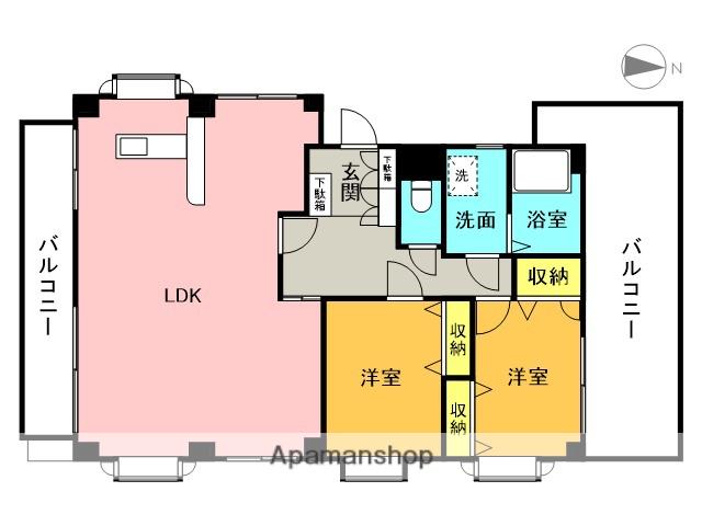ゴーディ甲子園1番館(2LDK/3階)の間取り写真