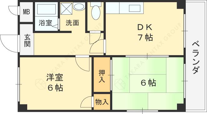 グランドメゾン浅田2(2DK/2階)の間取り写真