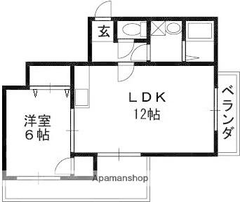 羽曳野ローズマンション(1LDK/2階)の間取り写真
