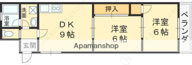 JPアパートメント藤井寺2(2DK/3階)の間取り写真