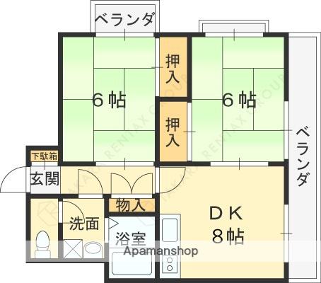 エトワール甲子園(2DK/3階)の間取り写真