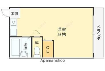 シャンテー三矢2(ワンルーム/1階)の間取り写真