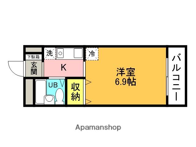 リバーサイドハイツ米田(1K/3階)の間取り写真