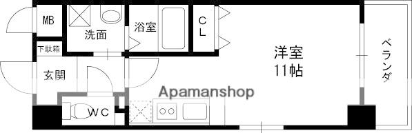アッシュコート夙川公園(ワンルーム/2階)の間取り写真