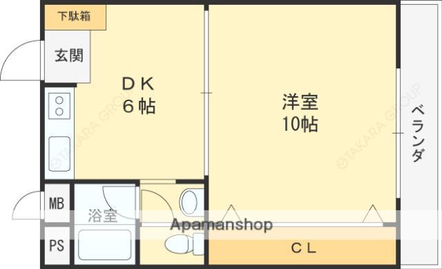 曙コーポ(1DK/3階)の間取り写真