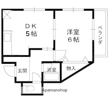 ビオトープ宝津(1DK/1階)の間取り写真
