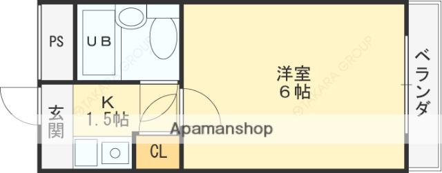 ベルハイム友井(1K/3階)の間取り写真