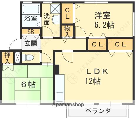 モンマルトル(2LDK/1階)の間取り写真