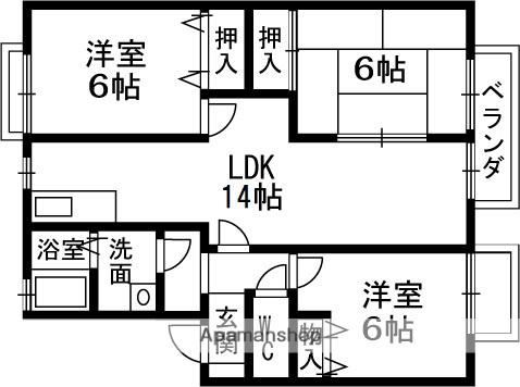 ビクトアール江角(3LDK/2階)の間取り写真