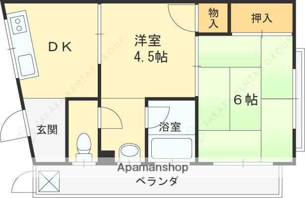 コーポヤオゼン(2DK/4階)の間取り写真