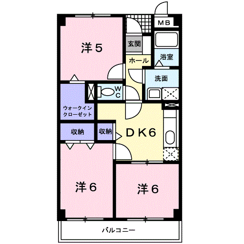 エレガントⅠ(3DK/3階)の間取り写真