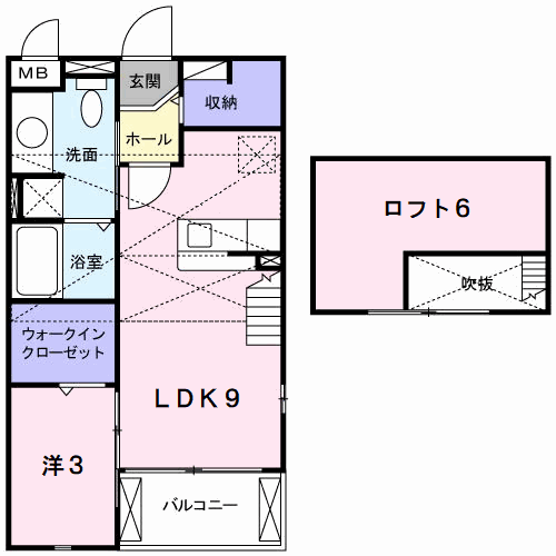 ソレイユ(1LDK/2階)の間取り写真