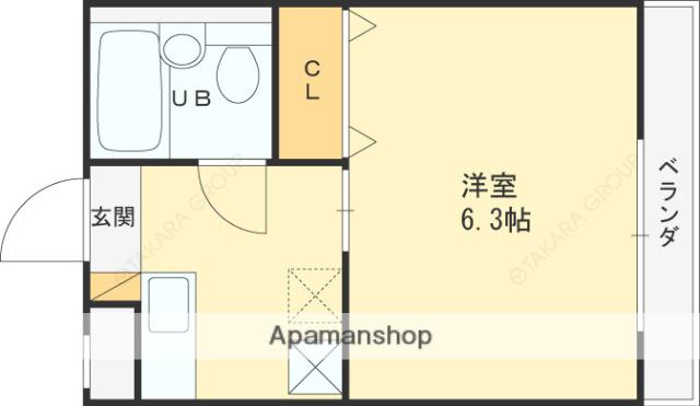 メインステージ芦屋川(1K/3階)の間取り写真