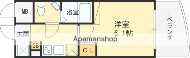 TLRレジデンス高井田(1K/7階)の間取り写真