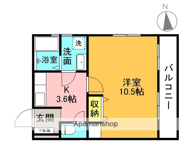 御影サンシャイン(1DK/2階)の間取り写真