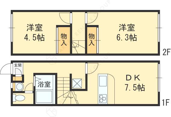 レオパレスシャルマン2(2DK/1階)の間取り写真