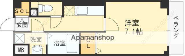 ランド・アート甲子園(1K/7階)の間取り写真