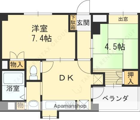 フロンテージ芦屋(2DK/2階)の間取り写真
