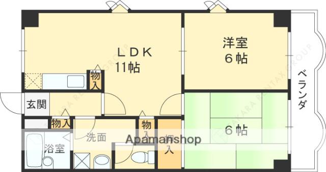 フォルチューナ芦屋(2LDK/3階)の間取り写真