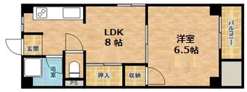 貴和芦屋ハウス(1LDK/5階)の間取り写真