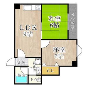 日栄ビル3号館(2LDK/6階)の間取り写真