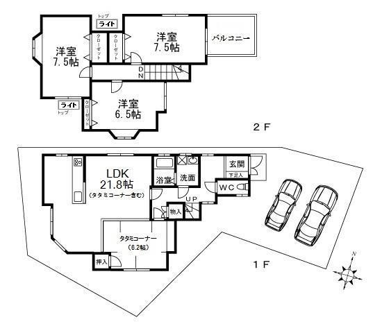 阪急電鉄神戸線 夙川駅 徒歩9分 2階建 築30年(3LDK)の間取り写真