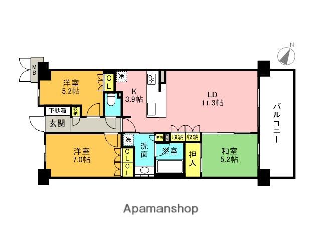 ローレルコート芦屋(3LDK/1階)の間取り写真