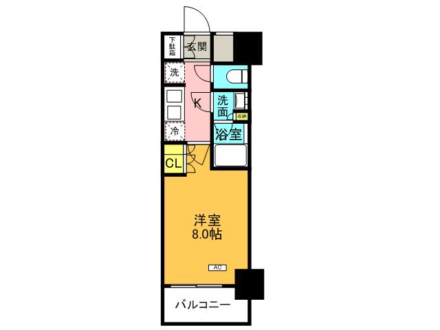 ブランシエスタ西宮(1K/5階)の間取り写真