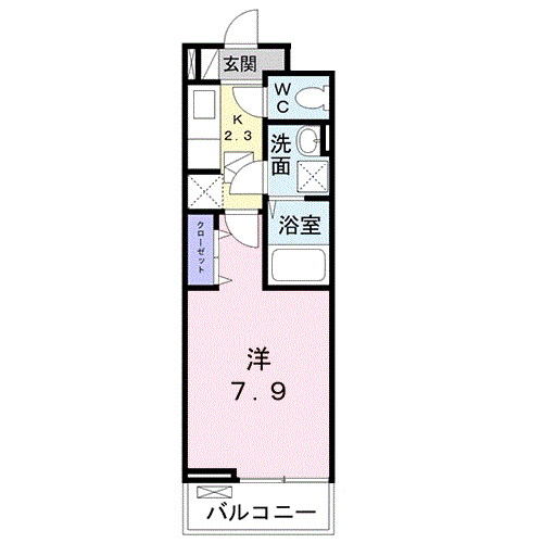 グレイスヒルズ ウエガハラ1(1K/3階)の間取り写真