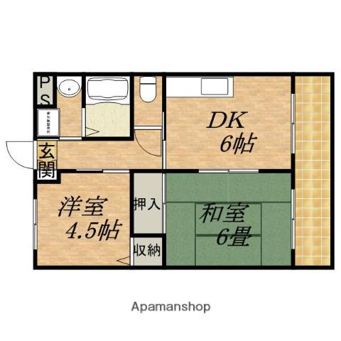 ホワイトハイツ(2DK/1階)の間取り写真