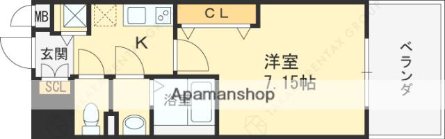 LUXE東灘(1K/5階)の間取り写真