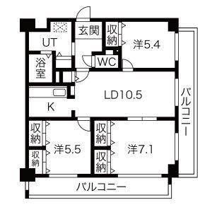 シャンドフルール(3LDK/3階)の間取り写真