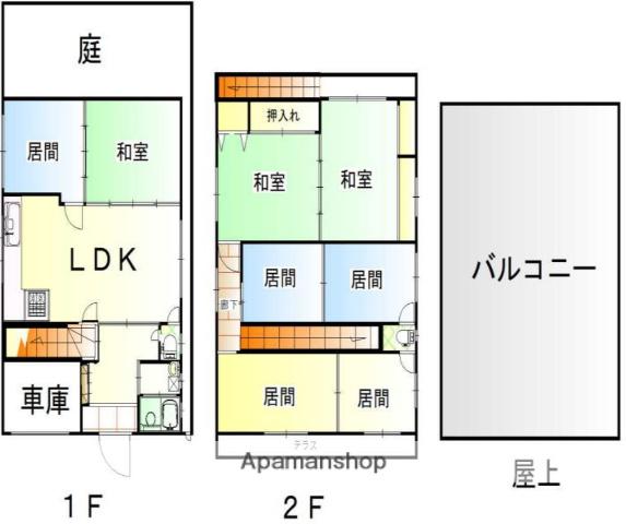 関西本線 志紀駅 徒歩9分 2階建 築64年(7SLDK)の間取り写真