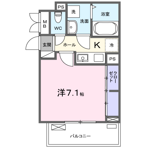 エクラ宝塚(1K/2階)の間取り写真