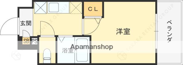 キャンパスヴィレッジ西宮甲東園(1K/6階)の間取り写真