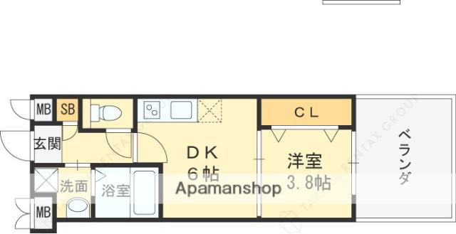 AILE門戸荘(1DK/1階)の間取り写真
