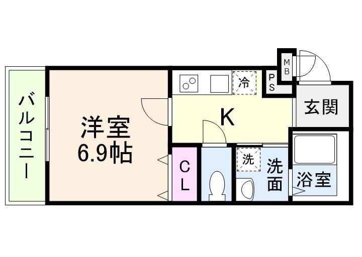 フジパレス甲子園口ノース(1K/2階)の間取り写真